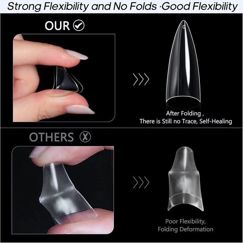 ranrose 120PCS Short Nail Tips,Short Soft Gel Stiletto Nail Tips Half Cover False Nail Almond Shape Point Acrylic Sharp Artificial False Nail For DIY - Image 2